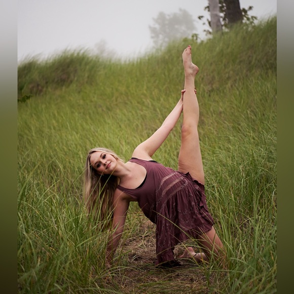 Free People Intimately Voile Trapeze Lace Ruffle Slip Dress in mauve pink - Picture 4 of 6